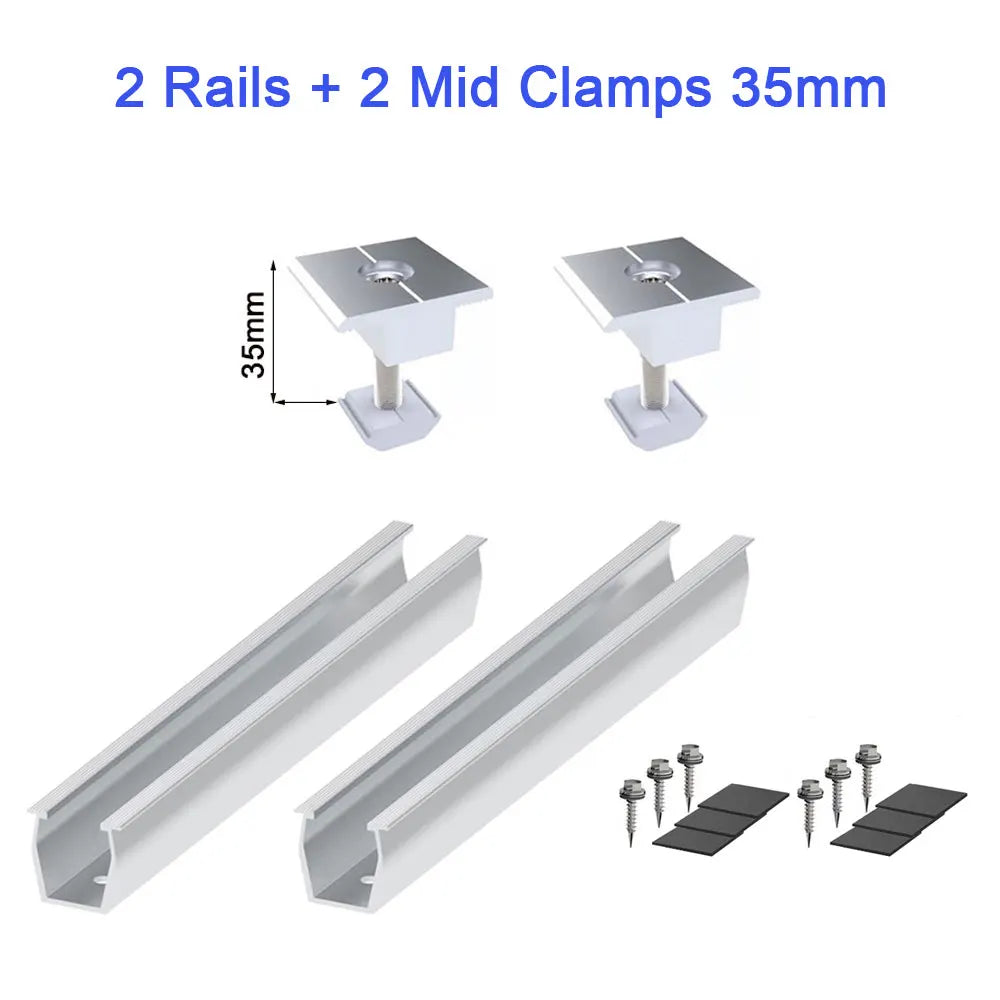 Solar Panel Mount Bracket Photovoltaic Panel Rail Solar Panel Mount Fastening Module With Mid And End Clamp For Trapezoidal Roof