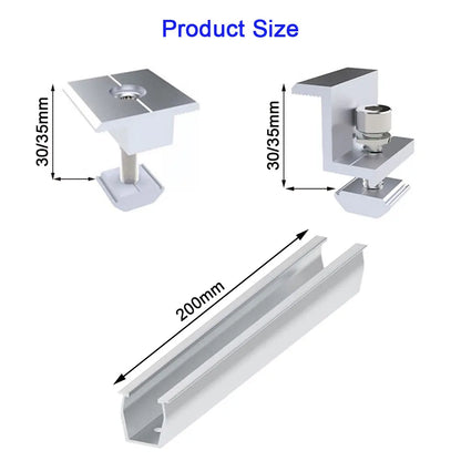 Solar Panel Mount Bracket Photovoltaic Panel Rail Solar Panel Mount Fastening Module With Mid And End Clamp For Trapezoidal Roof