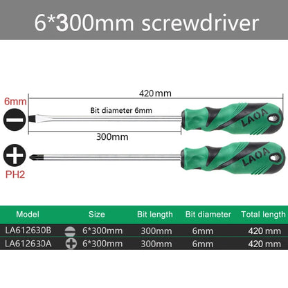 LAOA 2pcs Screwdriver Sets Phillips and Slotted S2  Screwdrivers with Magnetic Hand Tools