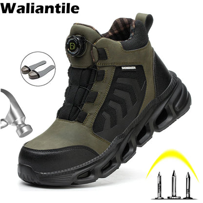 Waliantile Brand Quality Men Safety Boots Male Puncture Proof Construction Working Shoes Steel Toe Anti-smashing Work Boots Man
