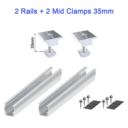 Solar Panel Mount Bracket Photovoltaic Panel Rail Solar Panel Mount Fastening Module With Mid And End Clamp For Trapezoidal Roof