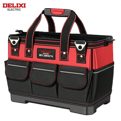 DELIXI ELECTRIC Tool Bag,Wide MouthTool Storage Bag with ABS Hard Molded Base,Suitable for Electricians,Plumbers,Homeowners.