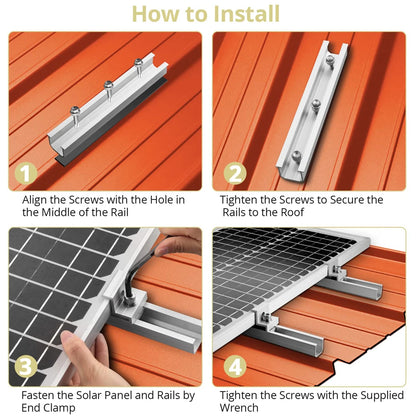Solar Panel Mount Bracket Photovoltaic Panel Rail Solar Panel Mount Fastening Module With Mid And End Clamp For Trapezoidal Roof