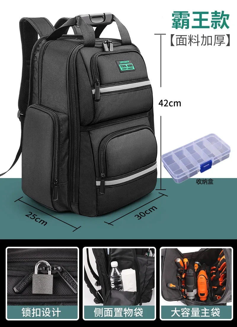 Heavy Duty Tool Bag Backpack for Electricians with Large Capacity and Multi-Functionality