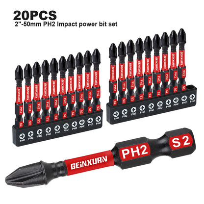 Geinxurn 2Inches Impact Magnetic #2 Phillips Screwdriver Bit Set