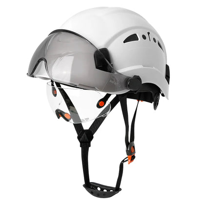 Carbon Fiber Pattern Safety Helmet with Double Visor Goggle for Engineer Hard Hat CE ANSI ABS Industrial Work Cap Rescue