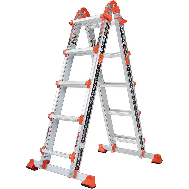 Ladder, A Frame 5 Step Ladder Extension, 17 Ft Anti-Slip Multi Position Ladder, Storage Folding Ladder, 330 Lbs Security Load