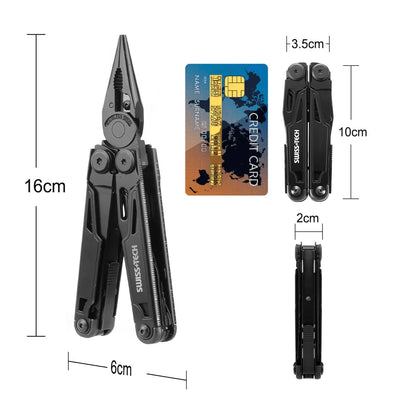 SWISS TECH-16 in 1 Camping Multitool, Multi Folding Plier, Wire Stripper, Outdoor Pocket, Mini Portable for Camping, New Arrival