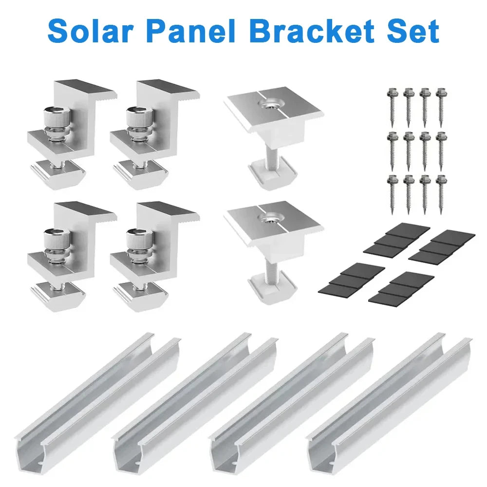 Solar Panel Mount Bracket Photovoltaic Panel Rail Solar Panel Mount Fastening Module With Mid And End Clamp For Trapezoidal Roof