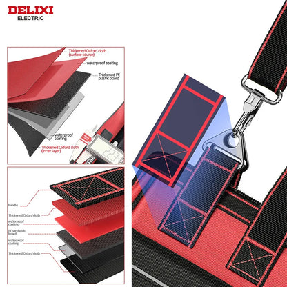 DELIXI ELECTRIC Tool Bag,Wide MouthTool Storage Bag with ABS Hard Molded Base,Suitable for Electricians,Plumbers,Homeowners.