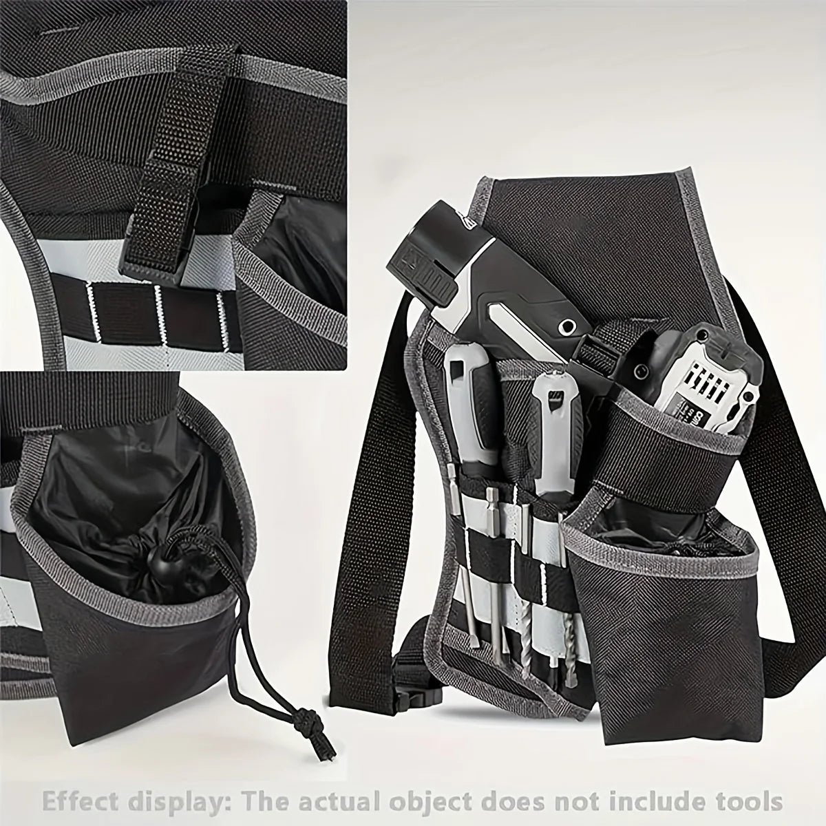 Single Side Tool Belt Pouch for Electrician Carpenters and Builders, Durable Canvas Construction, Black