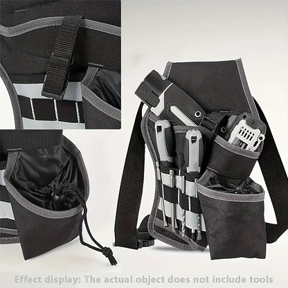 Single Side Tool Belt Pouch for Electrician Carpenters and Builders, Durable Canvas Construction, Black