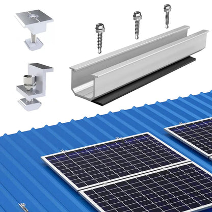 Solar Panel Mount Bracket Photovoltaic Panel Rail Solar Panel Mount Fastening Module With Mid And End Clamp For Trapezoidal Roof