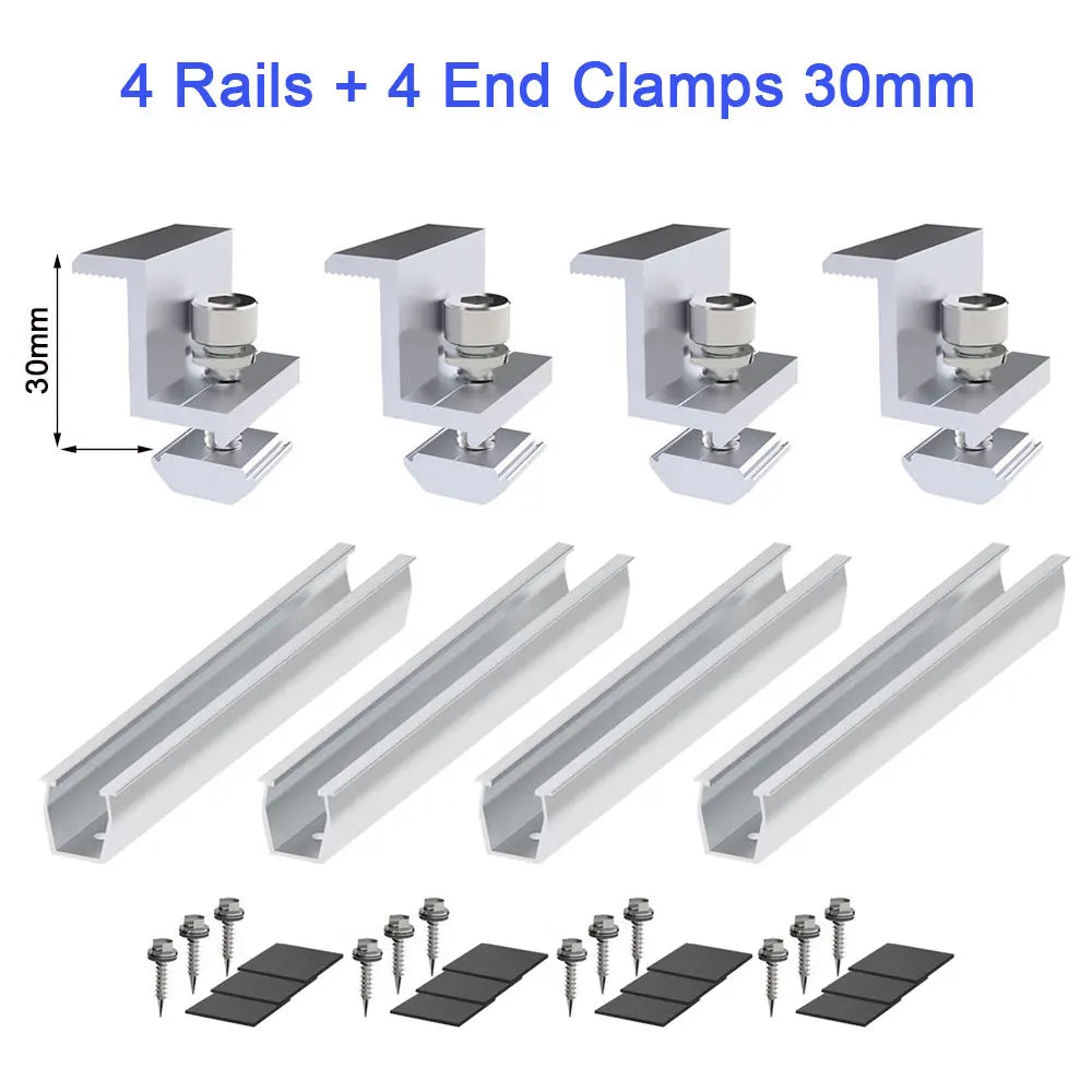 Solar Panel Mount Bracket Photovoltaic Panel Rail Solar Panel Mount Fastening Module With Mid And End Clamp For Trapezoidal Roof