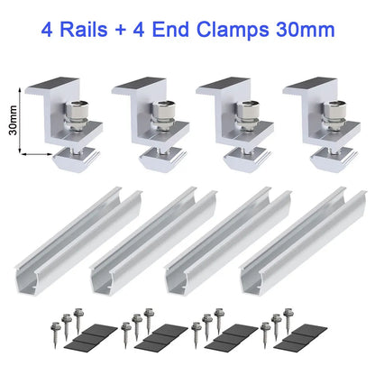 Solar Panel Mount Bracket Photovoltaic Panel Rail Solar Panel Mount Fastening Module With Mid And End Clamp For Trapezoidal Roof