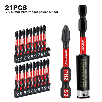 Geinxurn 2Inches Impact Magnetic #2 Phillips Screwdriver Bit Set