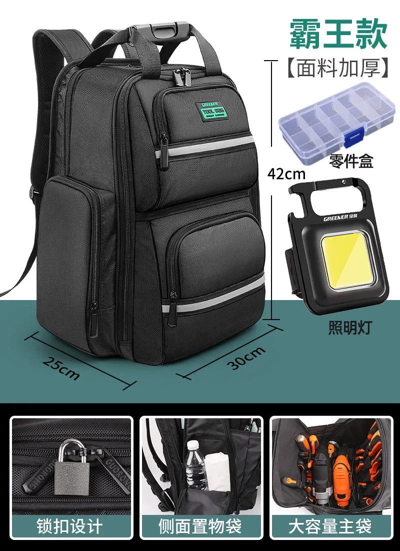 Heavy Duty Tool Bag Backpack for Electricians with Large Capacity and Multi-Functionality