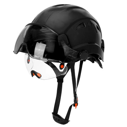 Carbon Fiber Pattern Safety Helmet with Double Visor Goggle for Engineer Hard Hat CE ANSI ABS Industrial Work Cap Rescue