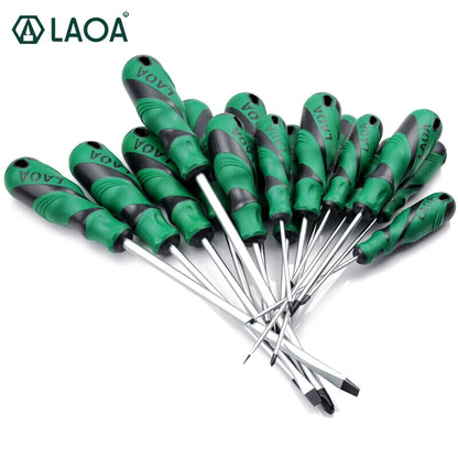 LAOA 2pcs Screwdriver Sets Phillips and Slotted S2  Screwdrivers with Magnetic Hand Tools