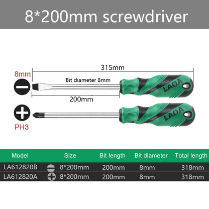 LAOA 2pcs Screwdriver Sets Phillips and Slotted S2  Screwdrivers with Magnetic Hand Tools