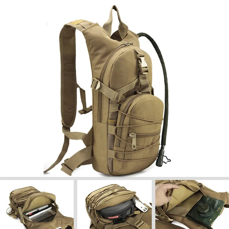 Lightweight Tactical Backpack Water Bag Camel Survival Backpack Hiking Hydration Pouch Rucksack Camping Bicycle Daypack 18L