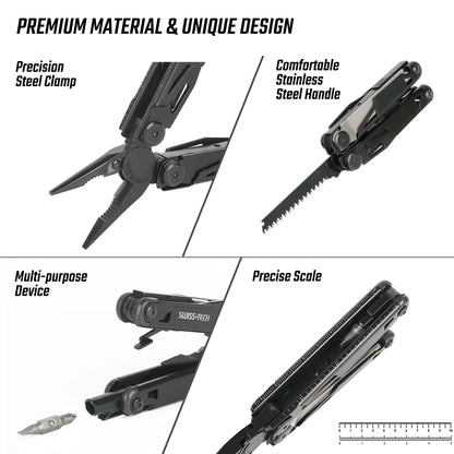 SWISS TECH-16 in 1 Camping Multitool, Multi Folding Plier, Wire Stripper, Outdoor Pocket, Mini Portable for Camping, New Arrival