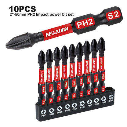 Geinxurn 2Inches Impact Magnetic #2 Phillips Screwdriver Bit Set