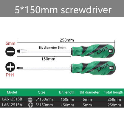 LAOA 2pcs Screwdriver Sets Phillips and Slotted S2  Screwdrivers with Magnetic Hand Tools