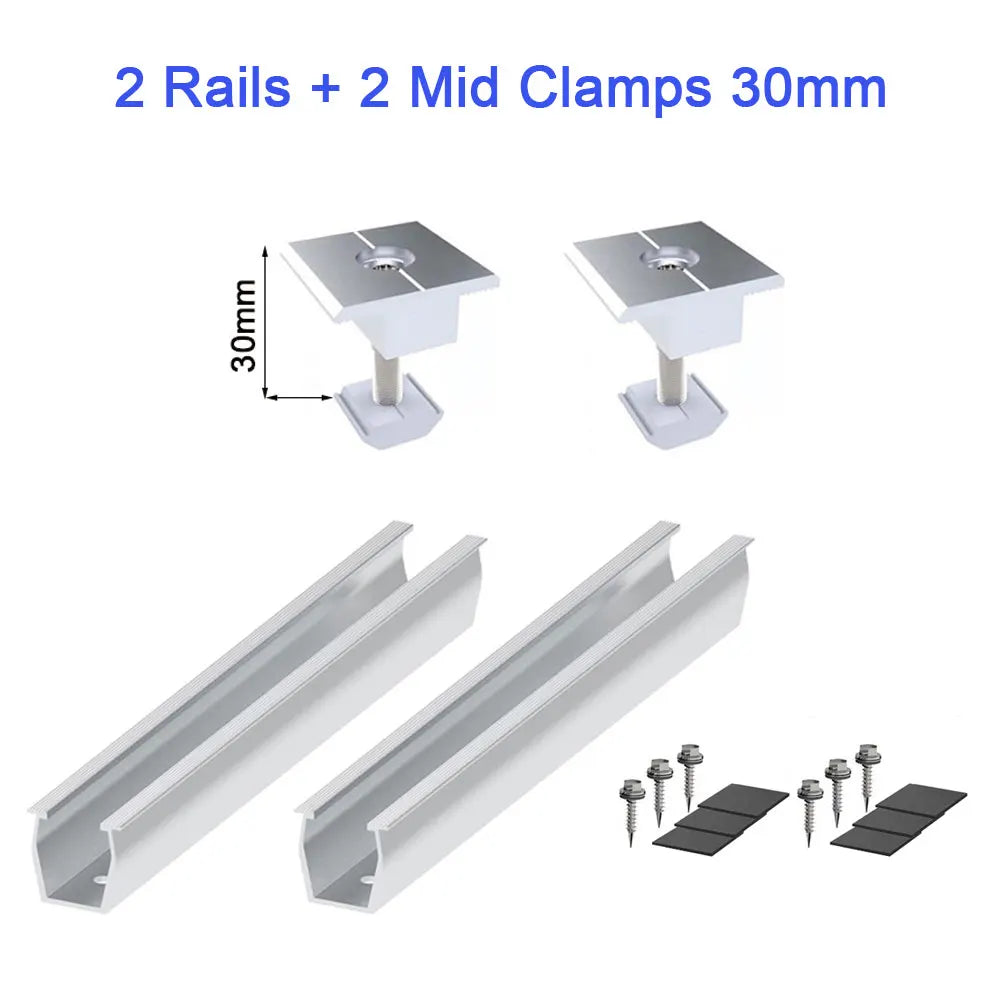 Solar Panel Mount Bracket Photovoltaic Panel Rail Solar Panel Mount Fastening Module With Mid And End Clamp For Trapezoidal Roof