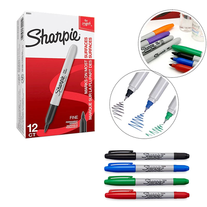 Sharpie Marker Oil Based Waterproof Industrial Thick and Thin Double-ended Markers Painting Hand-drawn Graffiti Art Supplies