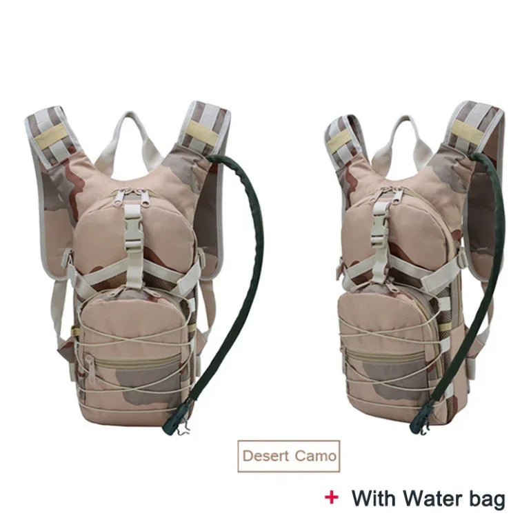 Lightweight Tactical Backpack Water Bag Camel Survival Backpack Hiking Hydration Pouch Rucksack Camping Bicycle Daypack 18L