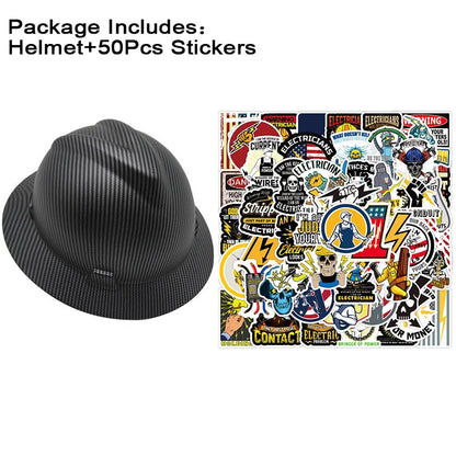 Safety Helmet Full Brim Hard Hat Carbon Fiber Construction Work Cap Lightweight High Strength Railway ABS Protective Hard Hat