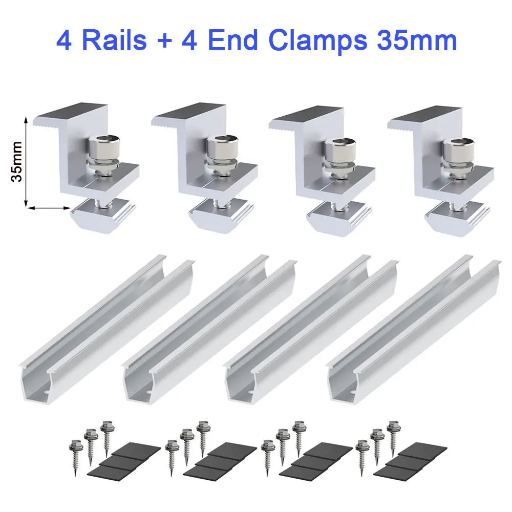 Solar Panel Mount Bracket Photovoltaic Panel Rail Solar Panel Mount Fastening Module With Mid And End Clamp For Trapezoidal Roof