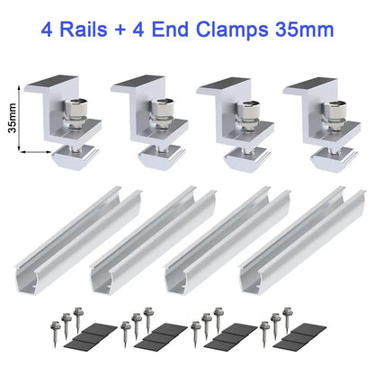 Solar Panel Mount Bracket Photovoltaic Panel Rail Solar Panel Mount Fastening Module With Mid And End Clamp For Trapezoidal Roof