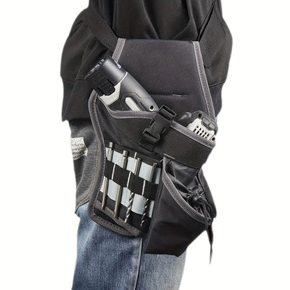 Single Side Tool Belt Pouch for Electrician Carpenters and Builders, Durable Canvas Construction, Black